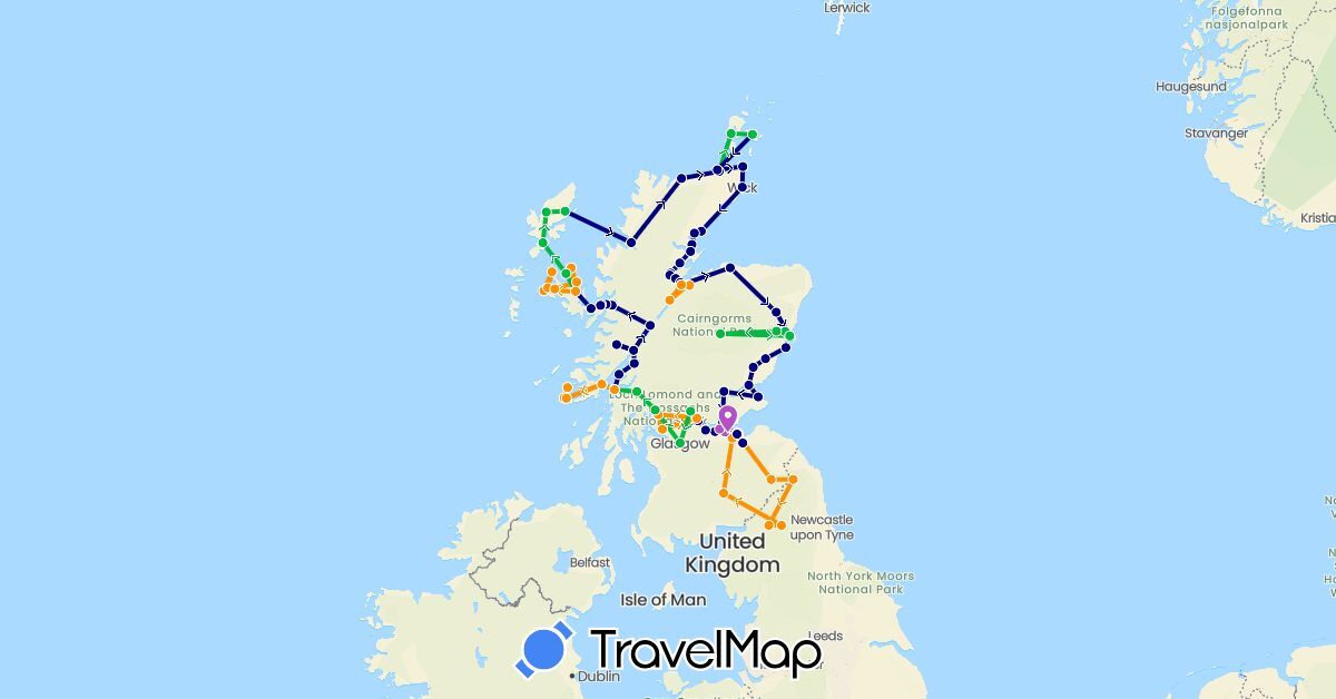 TravelMap itinerary: driving, bus, train, hitchhiking in United Kingdom (Europe)